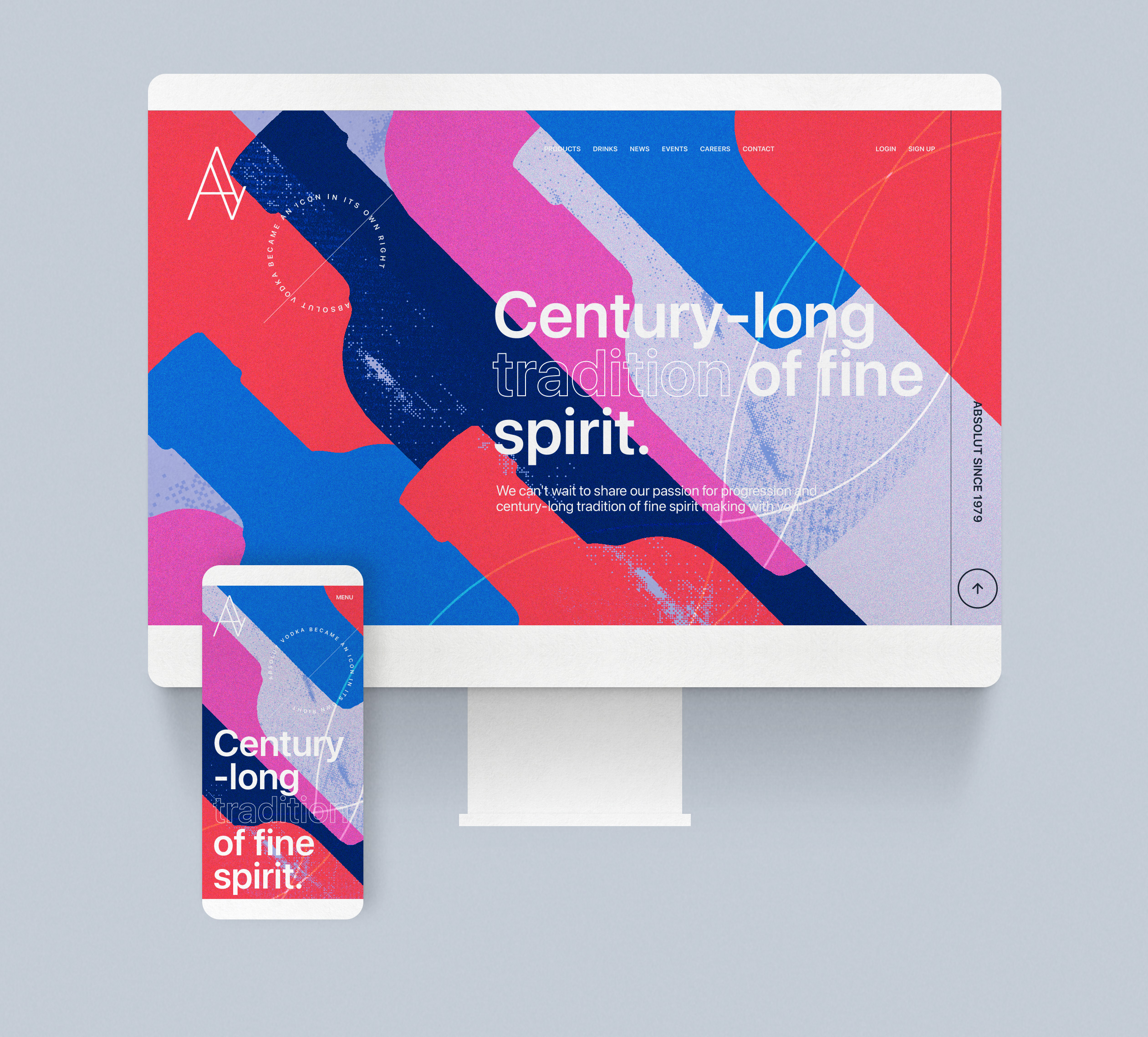 Absolut vodka website and branding redesign concept for 43 years in the market celebration.