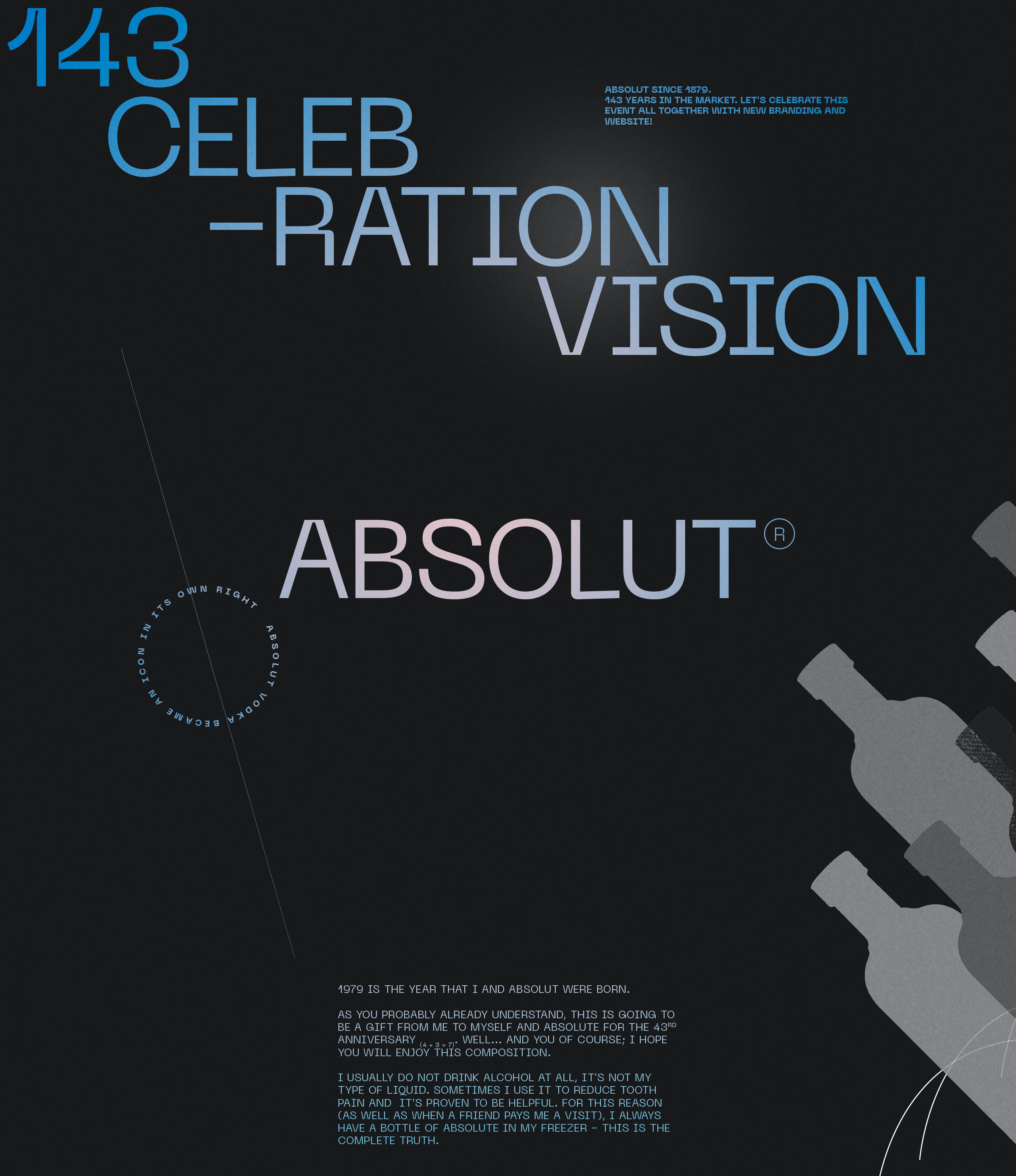 Absolut Vodka 143 celebration vision.